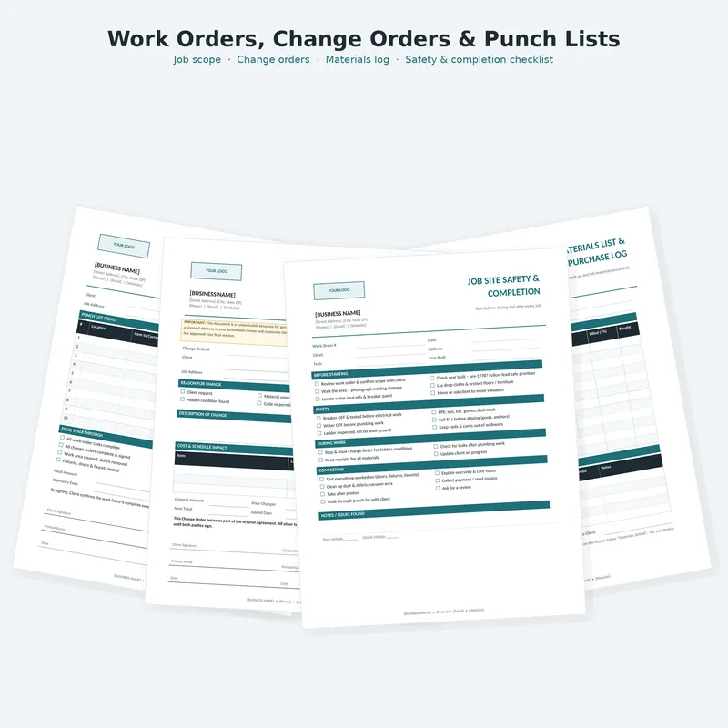 Handyman Business Kit: checklists and job forms