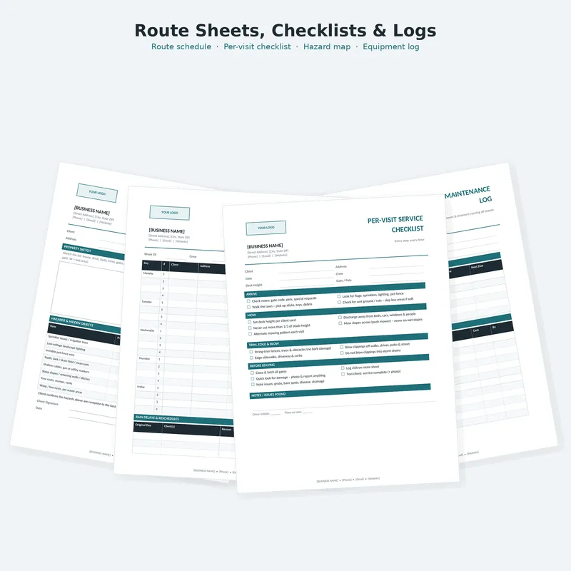 Lawn Care Business Kit: checklists and job forms